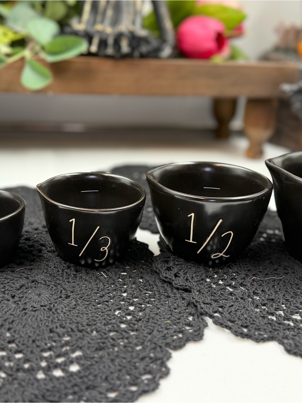 rae dunn halloween ghost black ceramic measuring cup set